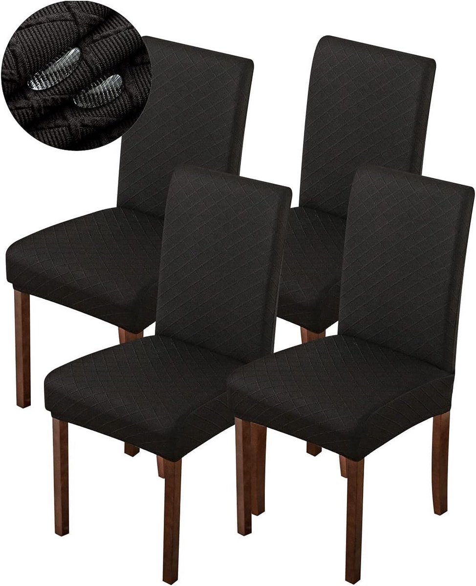 Stretch Jacquard Stoelhoezen Diamantpatroon Afneembaar en Wasbaar voor Dinerstoelen