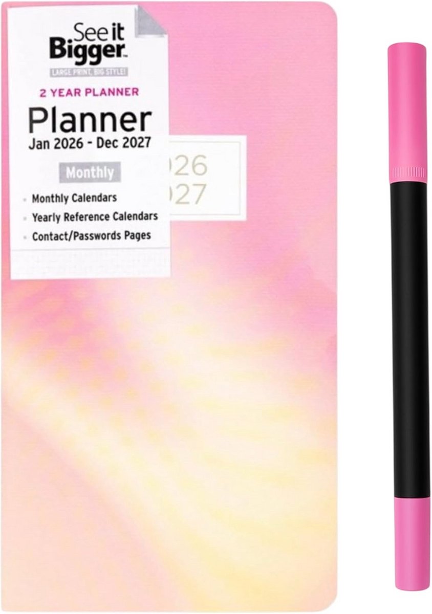 Maandplanner 2 Jaar (Januari 2023 - Januari 2024) Inclusief Fluorescerende Pen - Compact Formaat