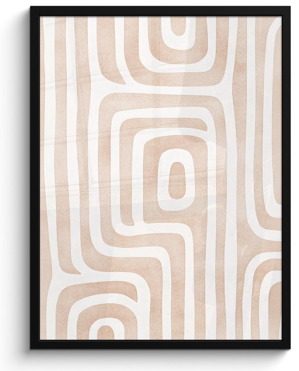 FrameYourWall Poster in lijst - Fotolijst 50x70 cm - Posters - Decoratief - Labyrint - Beige - Posterlijst zwart - Decoratie - Wanddecoratie woonkamer - Muurdecoratie slaapkamer