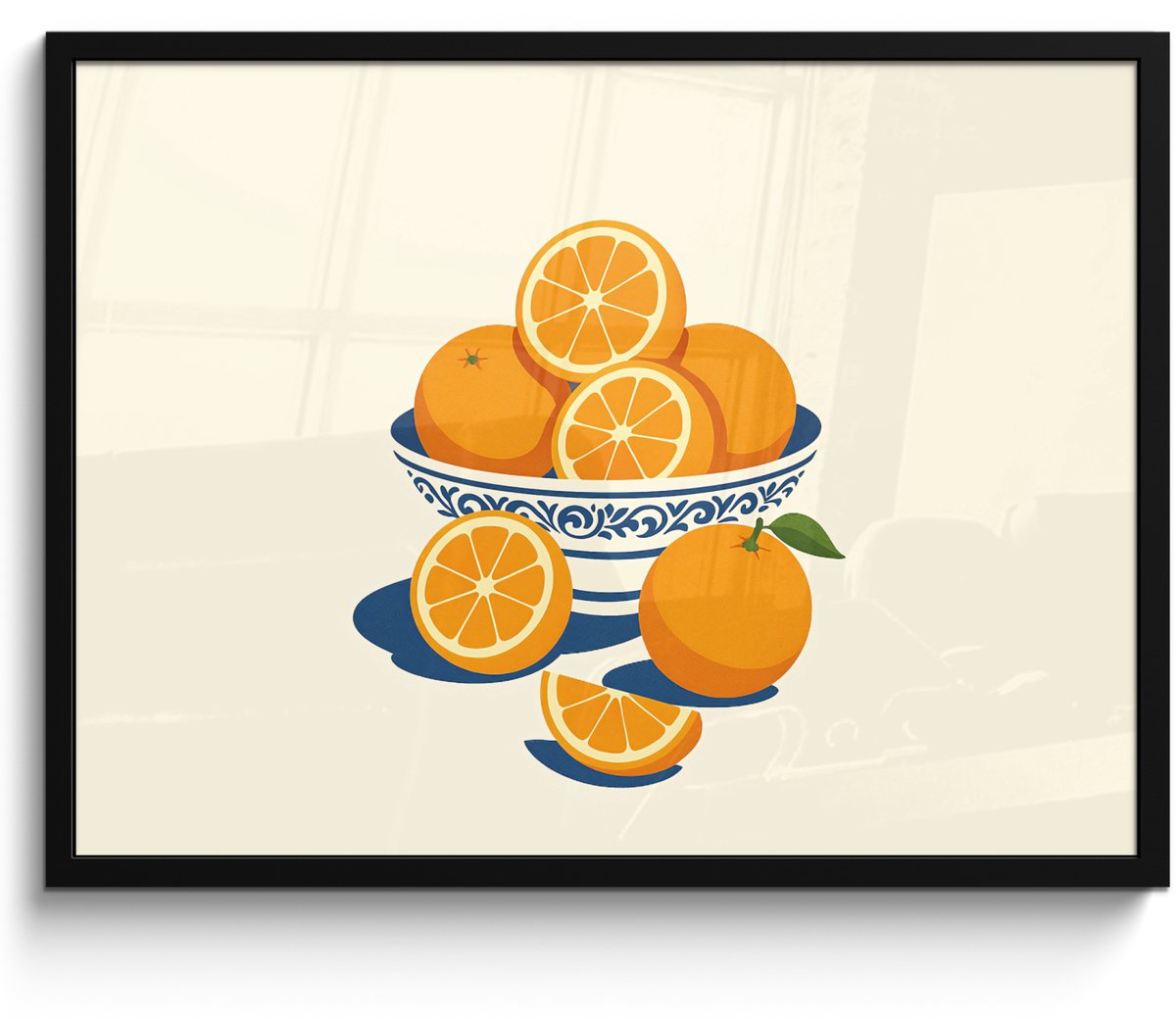 FrameYourWall Poster in lijst - Fotolijst 70x50 cm - Posters - Schaal - Minimalistisch - Oranje - Sinaasappels - Posterlijst zwart - Decoratie - Wanddecoratie woonkamer - Muurdecoratie slaapkamer
