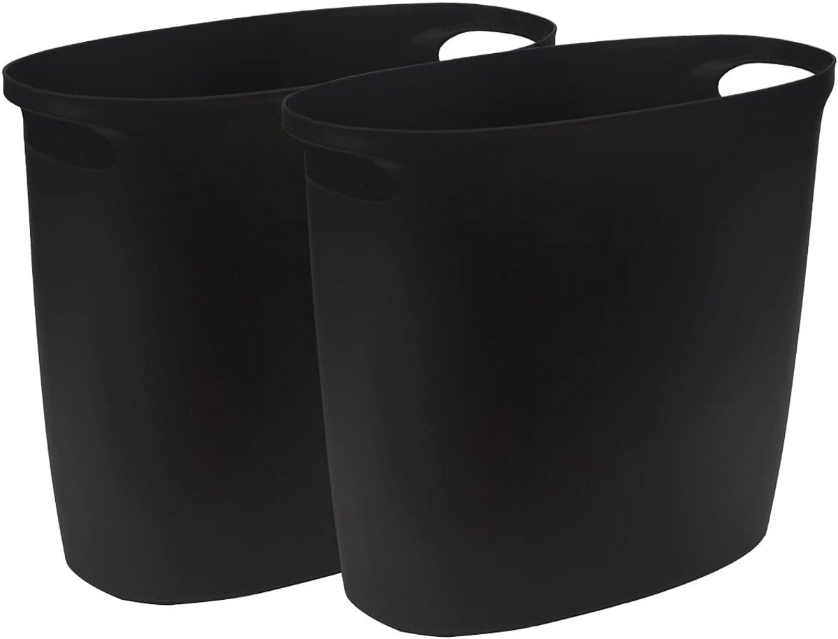 2,6 gallon prullenbak met handvat - compacte badkamer vuilnisbak - duurzaam - set van 2 - zwart