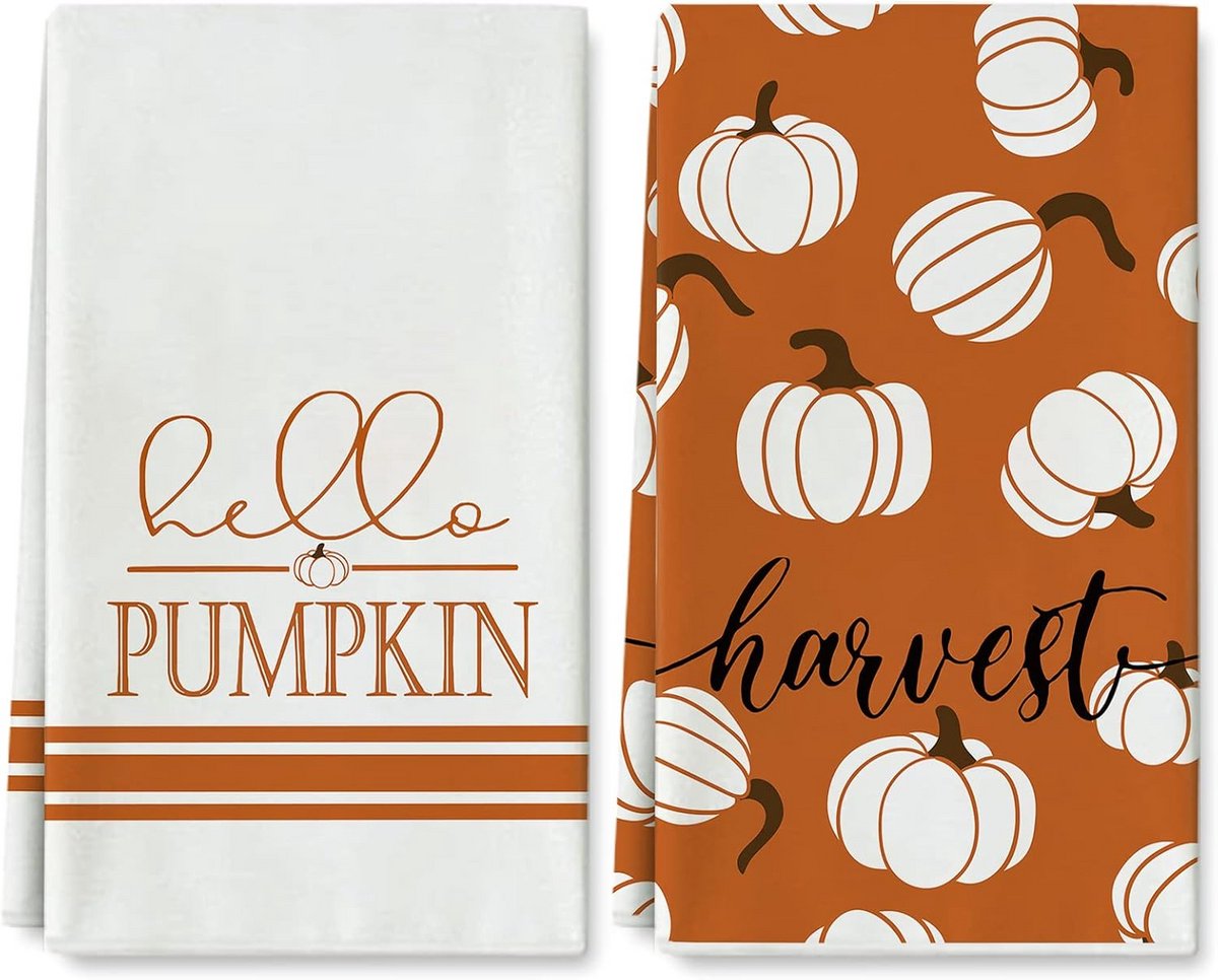 Set van 2 Microvezel Keukenhanddoeken met Herfst Thema Print - 45 x 70 cm