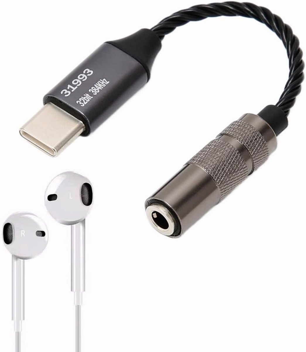 USB-C naar 3.5mm Audioadapter - Koptelefoon Jack Converter