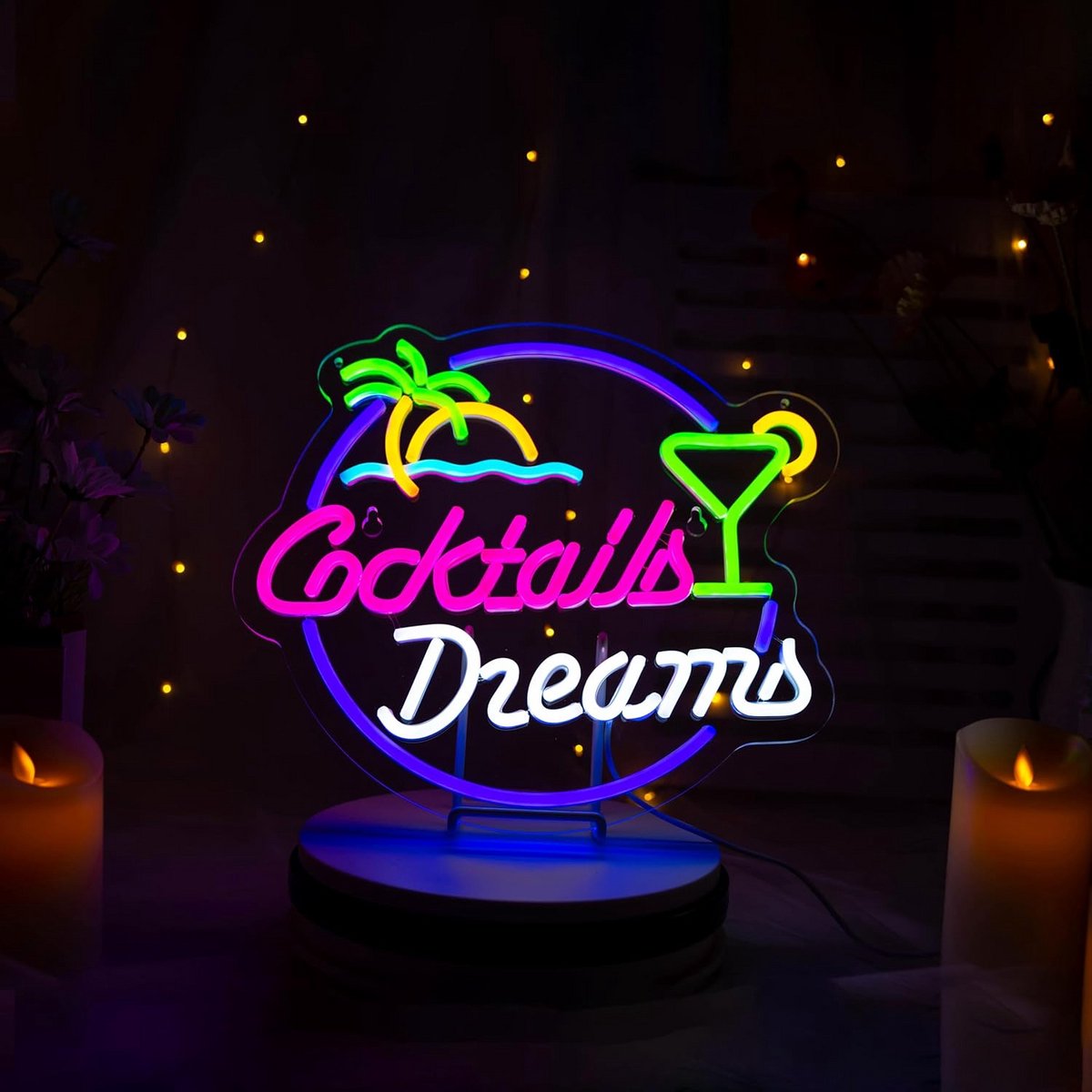 Palmboom Neon Bord met Dimmer voor Wanddecoratie - LED Neon Licht voor Slaapkamer, Bar of Woonkamer