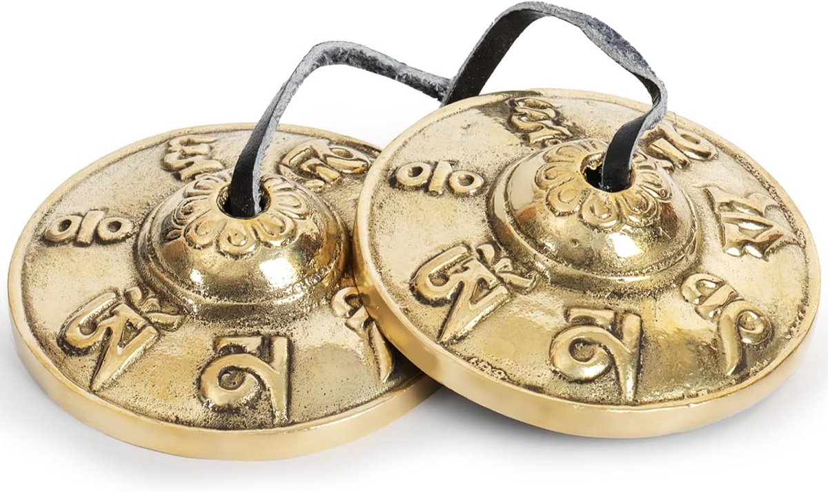 Tibetaanse Tingsha Bekkens met Om Mane Padme Hum - Kleine Klokjes voor Meditatie, Yoga en Mindfulness