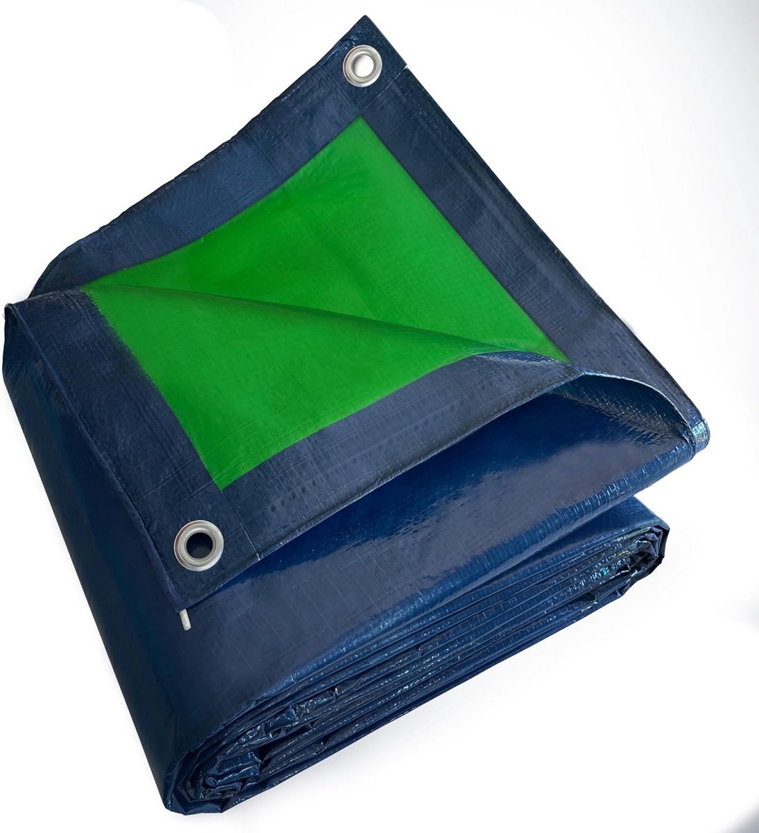 Waterdicht Afdekzeil 6x10m Blauw/Groen met Overtrekringen