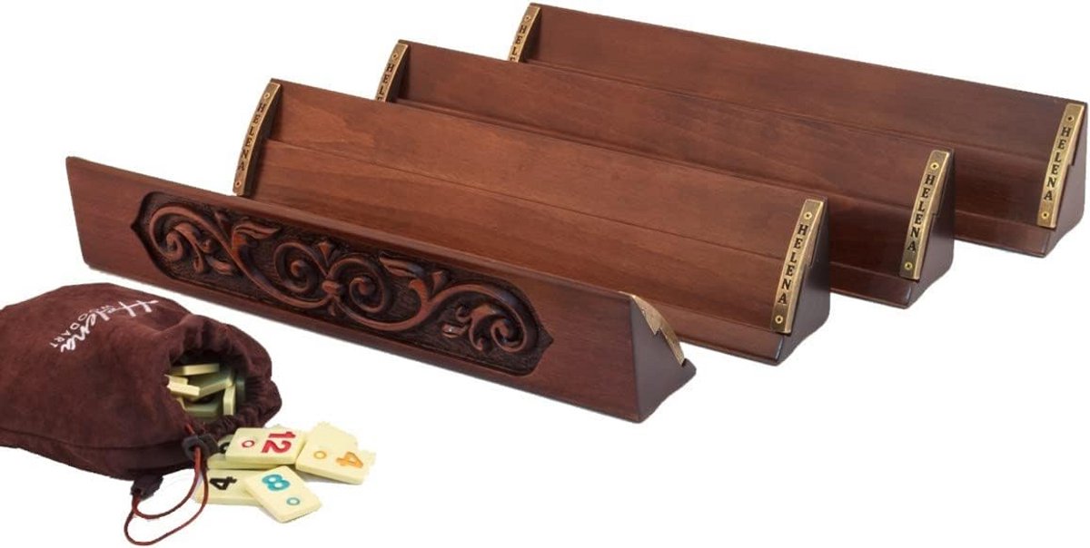 Handgemaakt Houten Rummikub Set van Beukenhout met Opbergtas - Educatief Familiespel