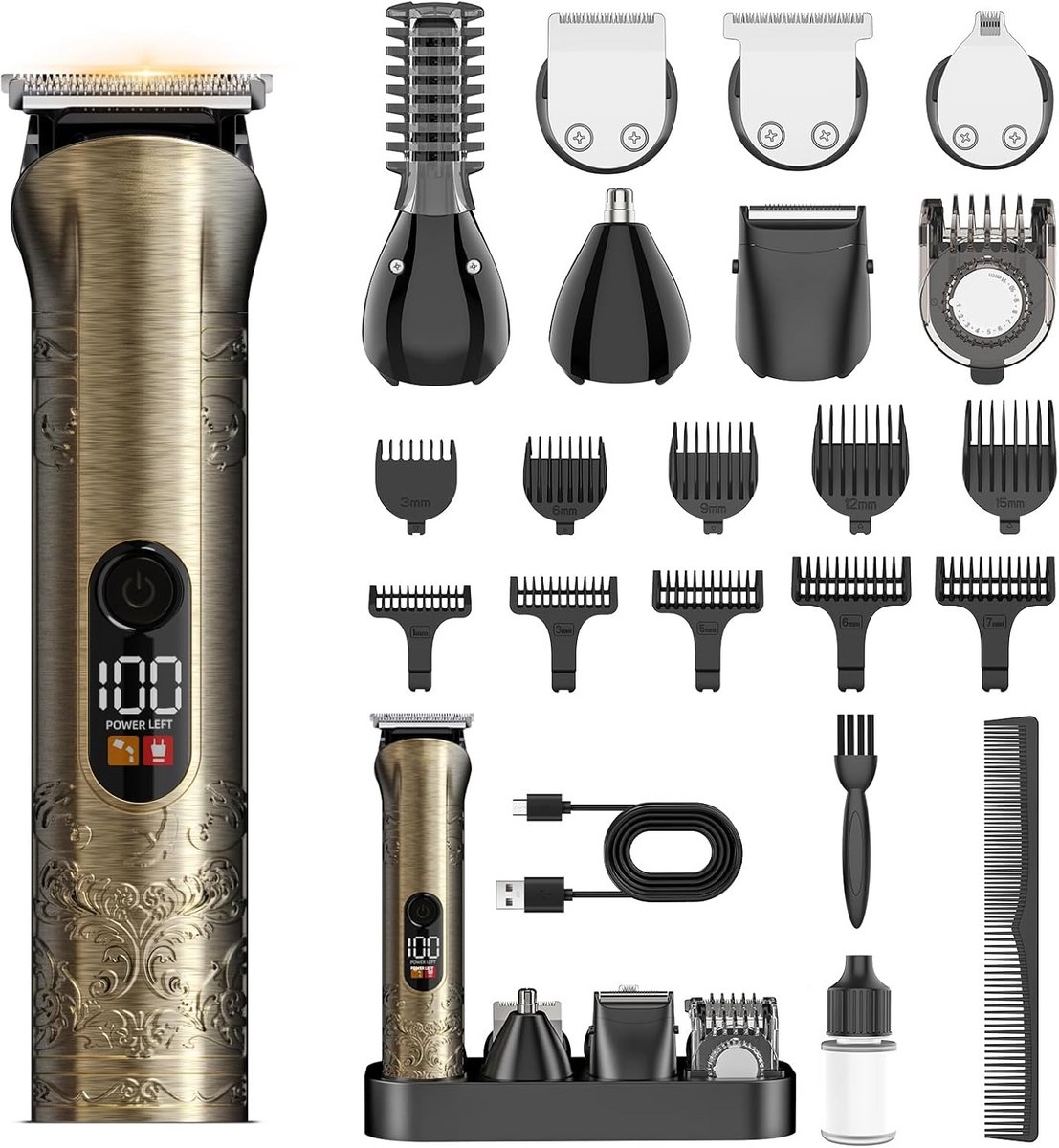 Professionele Baard- en Haar Trimmer voor Heren met LED Display