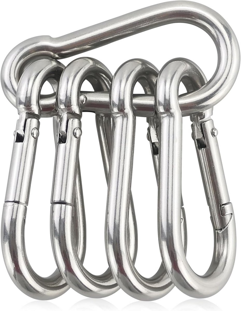 5x Zware RVS Karabijnhaken M7 - 316 Roestvrij Staal, Multifunctioneel voor Hondenriem & Sleutelhanger