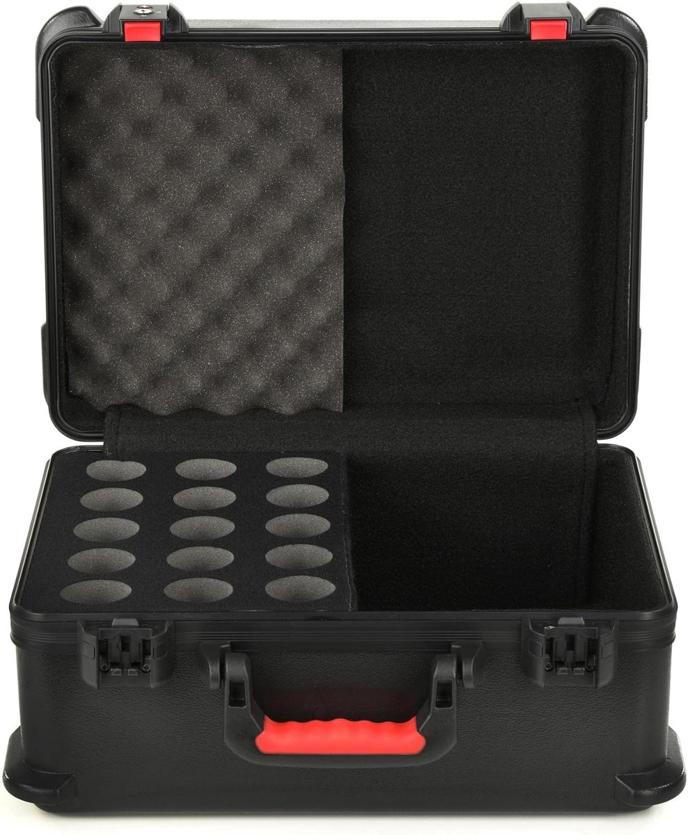 Robuuste Flightcase voor 15 Bekabelde Microfoons met Kabelopslag en TSA Slot