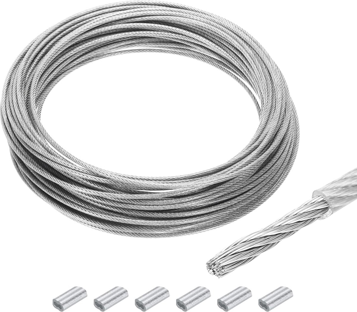 RVS 304 Staalkabel 30 Meter met Aluminium Spansloten voor Ophangen