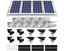 Montageset Zonnepanelen voor Plat Dak - Bevestiging Fotovoltaïsche Module - Inclusief Klemmen en Afdichtingen
