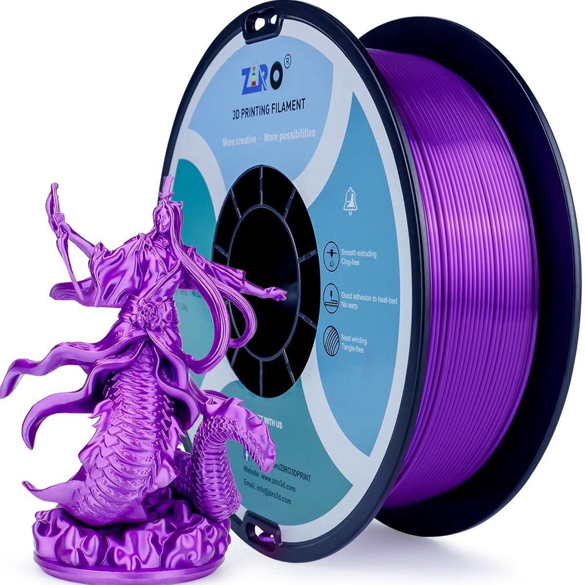 3D Print Filament - PLA Materiaal - Modelbouw - Zijdeglans Afwerking - 1kg 1.75mm - Paars