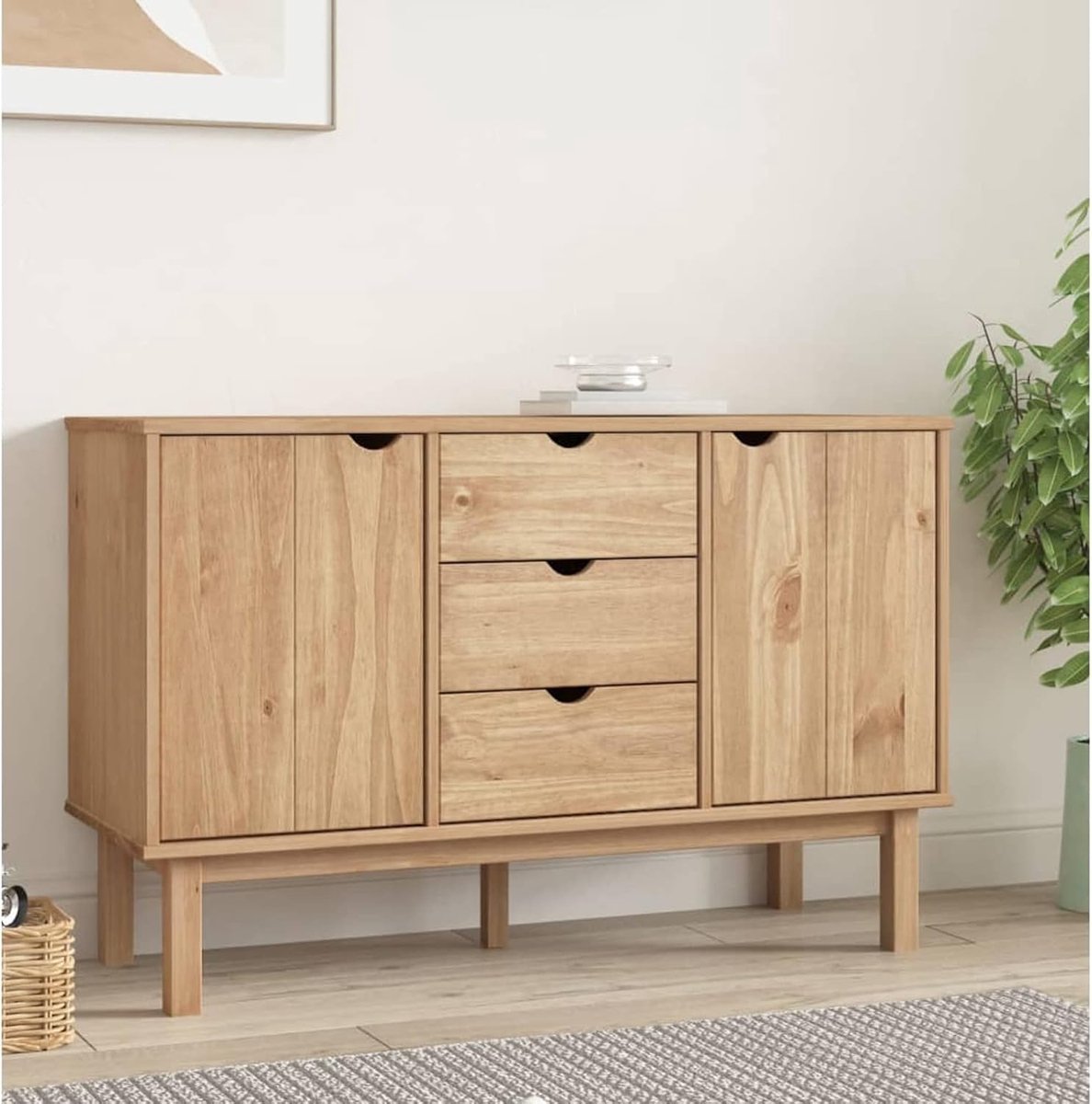Dressoir met 3 Lades en 2 Kasten - Massief Grenenhout - Moderne en Klassieke Stijl