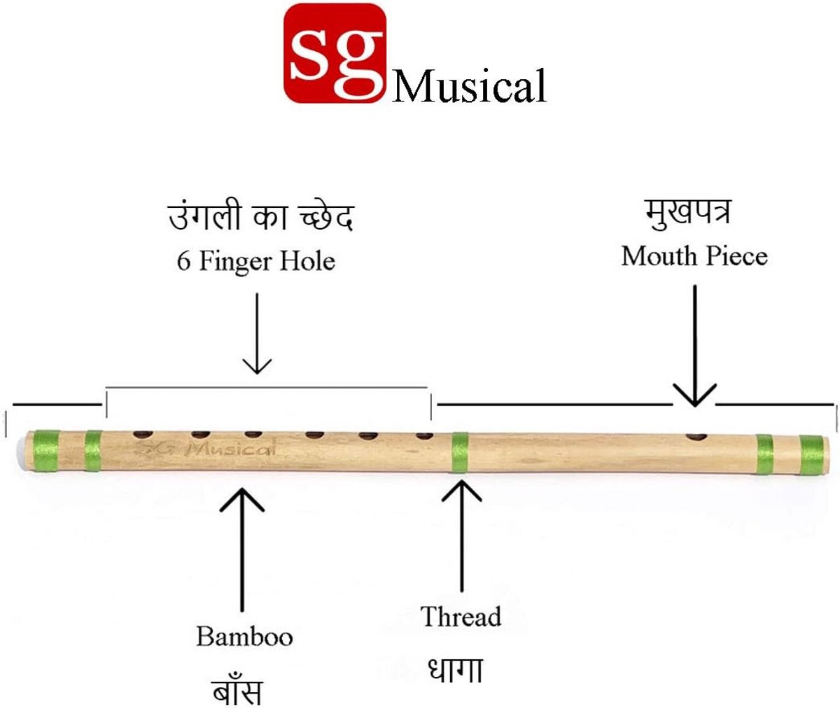 Bamboe Dwarsfluit - Houten Fluit - Muziek Maken - G Toonladder - 43cm Lengte - Natuurlijk