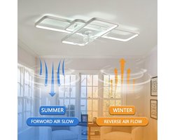 Moderne Rechthoekige Plafondventilator Met LED Verlichting Dimbaar Afstandsbediening Stille Slaapkamer Woonkamer