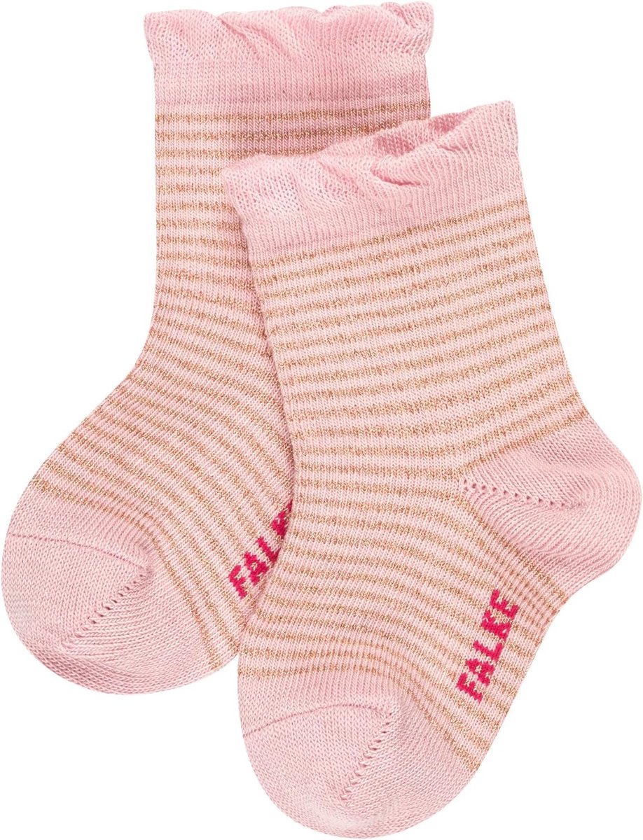 Dunne Baby Sokken met Glitter Strepen - Katoen Mix - Unisex - Roze