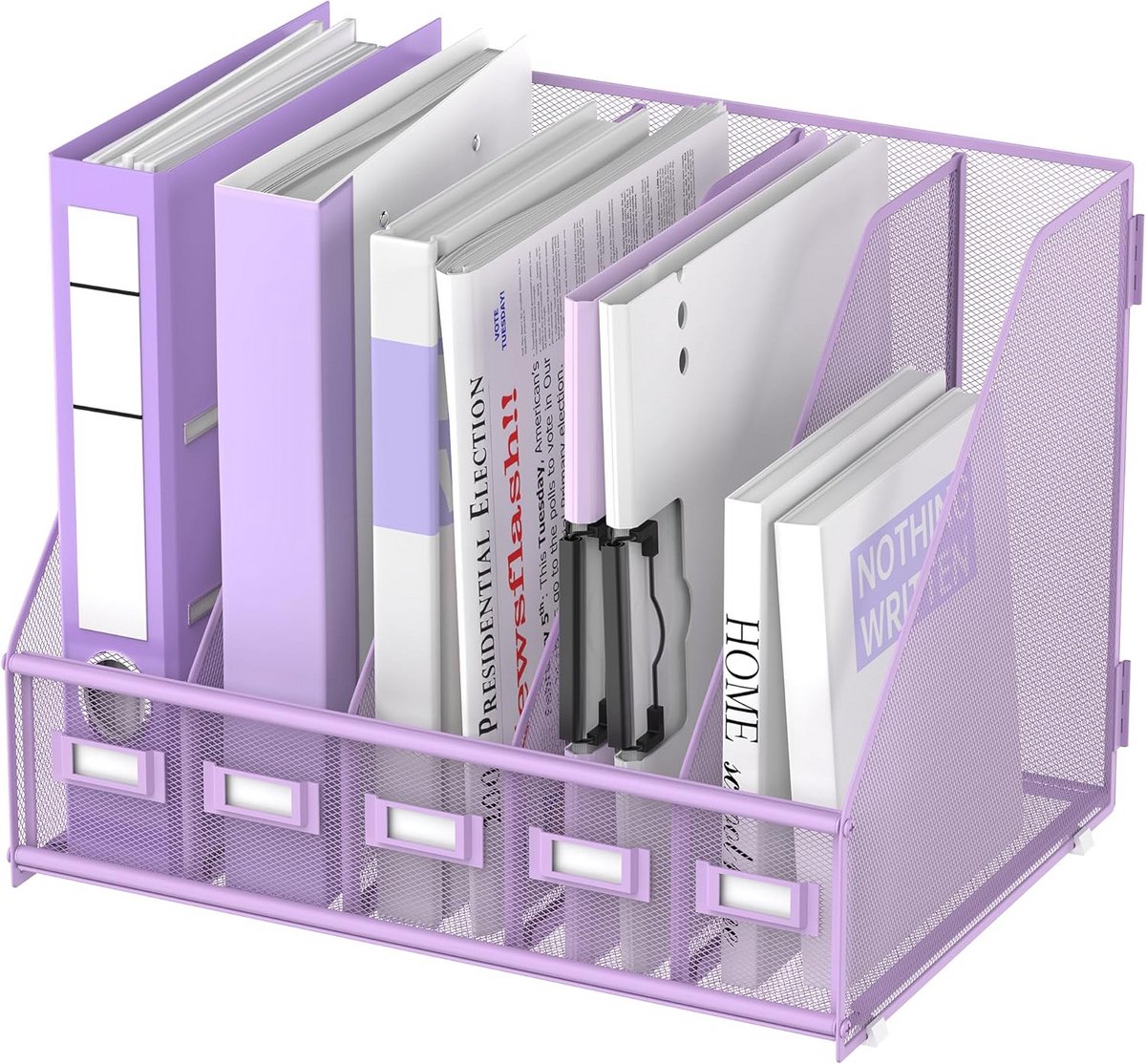 Metalen bureau organizer met 5 verticale vakken werkplek en thuis