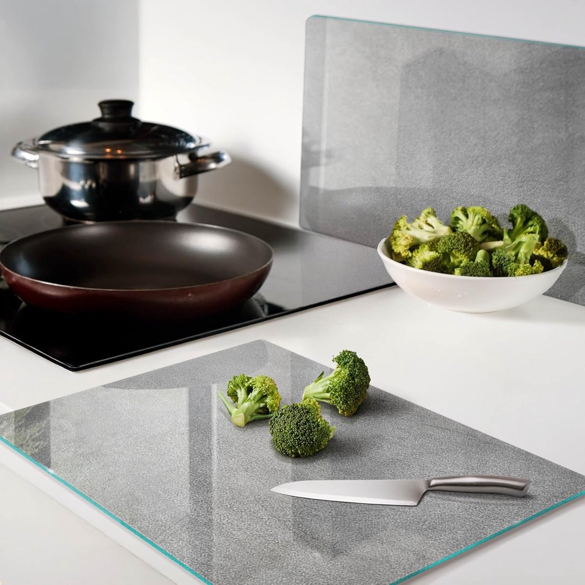 Grote Glazen Snijplank & Kookplaatbeschermer - Hittebestendig Gehard Glas 40x52 cm