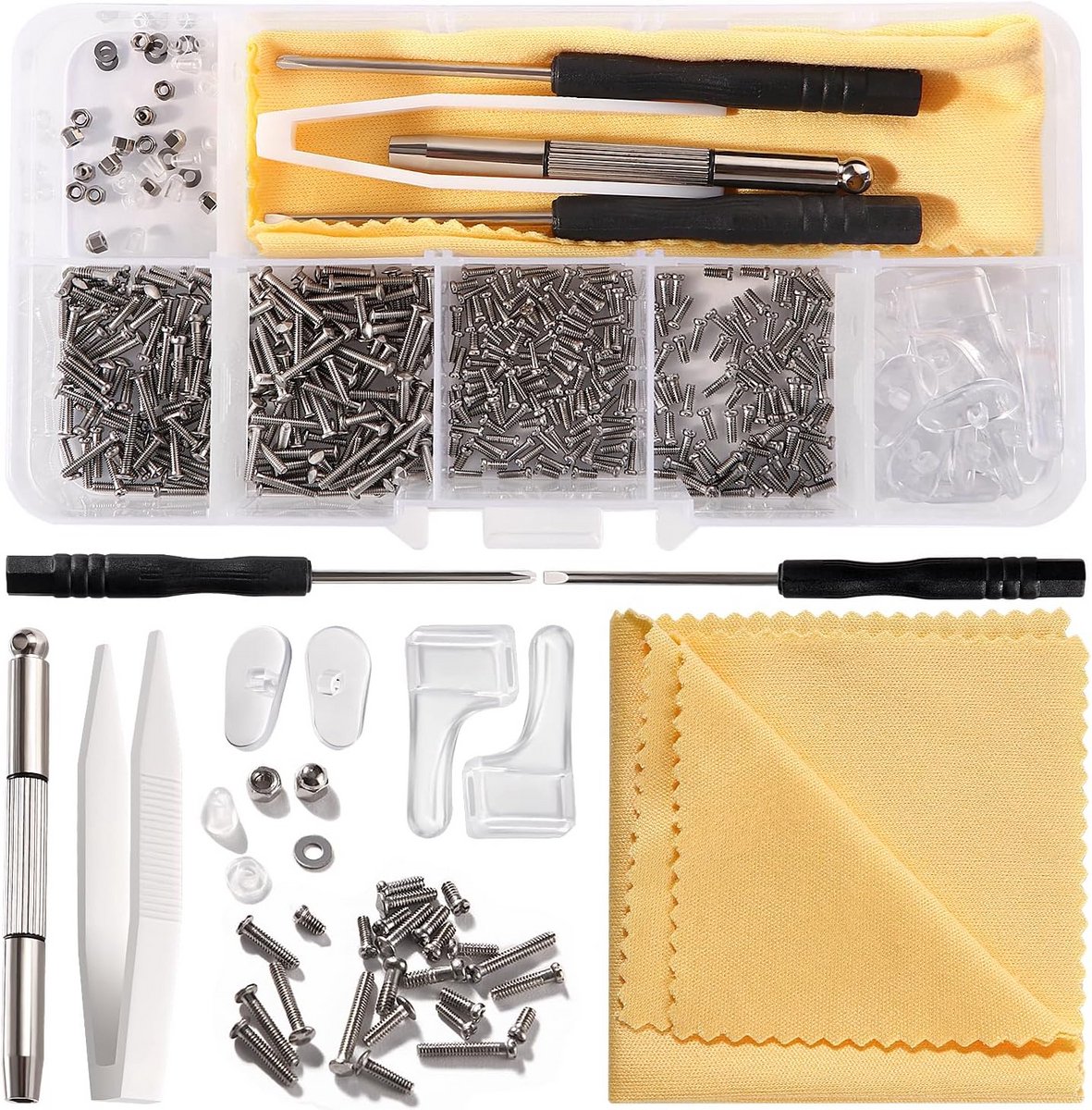 Brilreparatieset 500 Delen met Schroevendraaiers en Neuspads