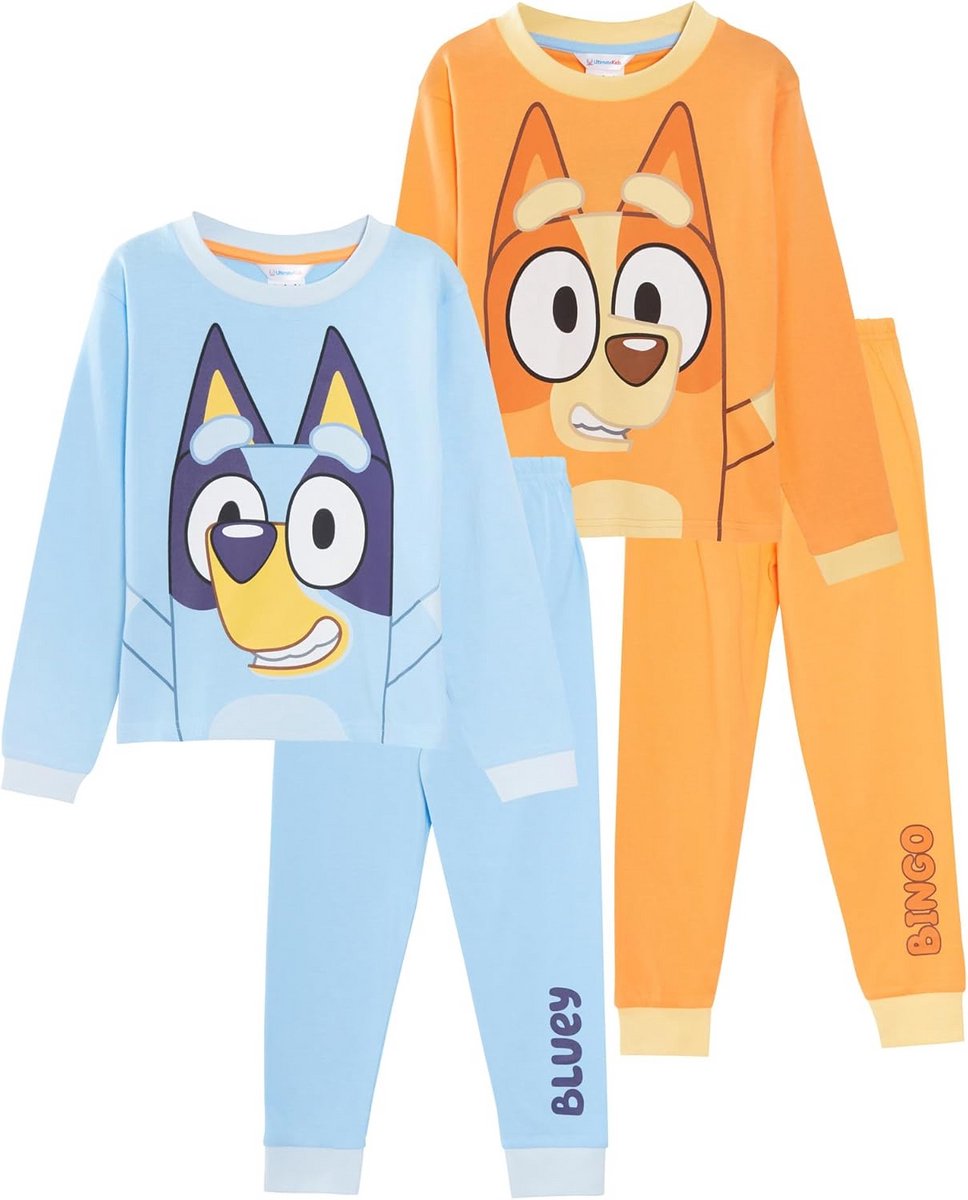 Set van 2 Kinder Pyjama's Lange Mouwen Unisex 100% Katoen
