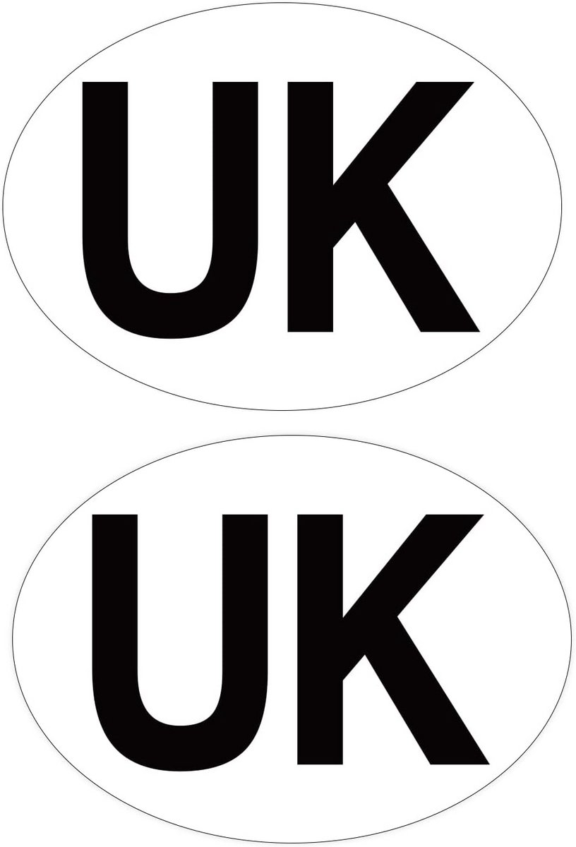 2x Ovale Internationale Verkeersborden Stickers voor Auto en Caravan - Waterdicht