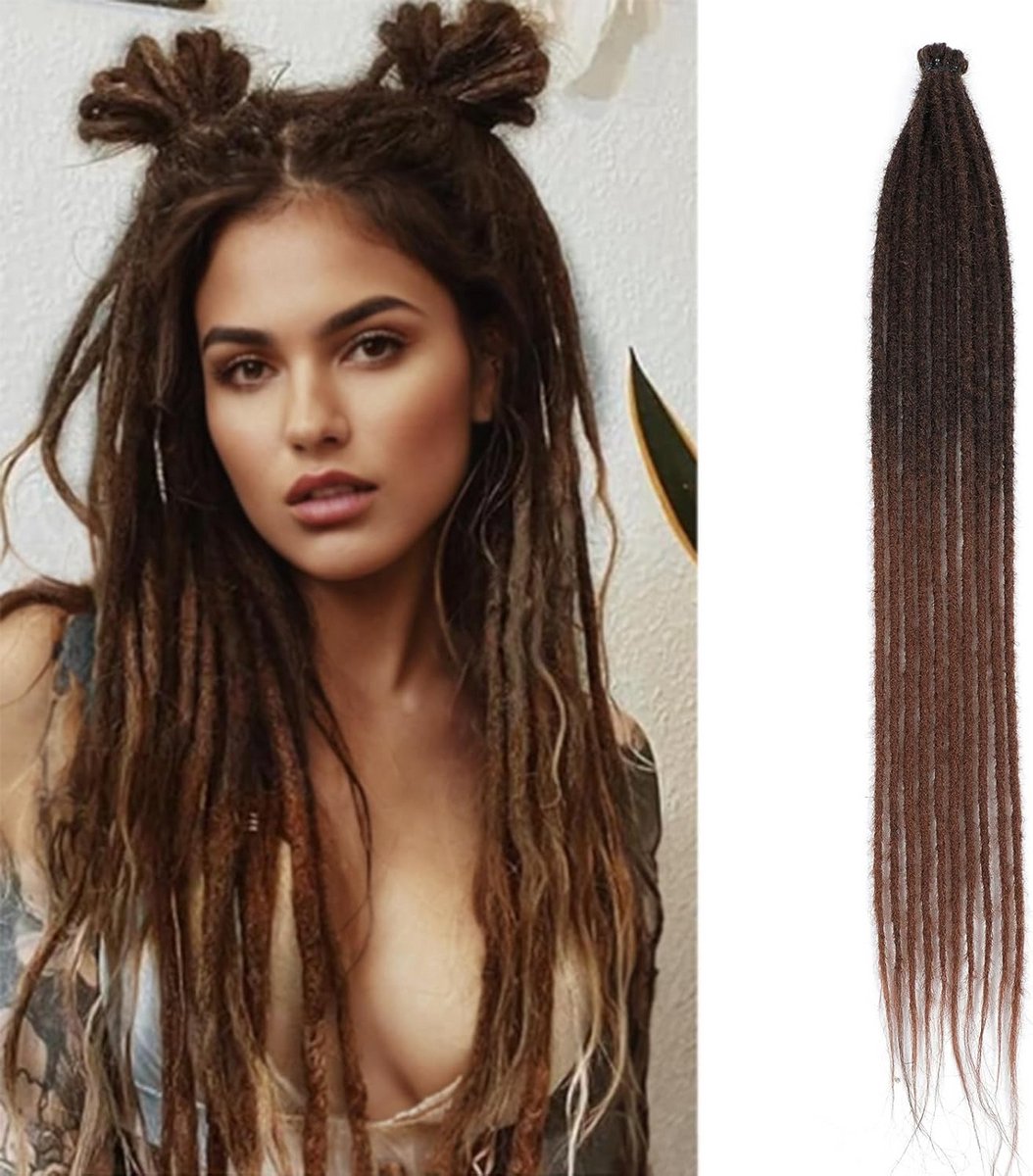 20 Stuks Synthetische Dreadlocks 60 cm Enkele Eindjes Haarverlenging Hippie Stijl