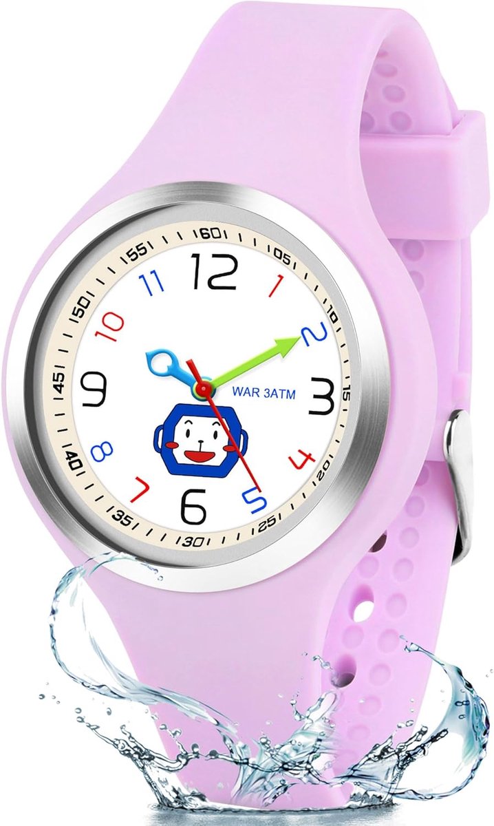 Kinderhorloge - Kindertijd - Leren Klokkijken - Vrolijke Patronen - 26 cm