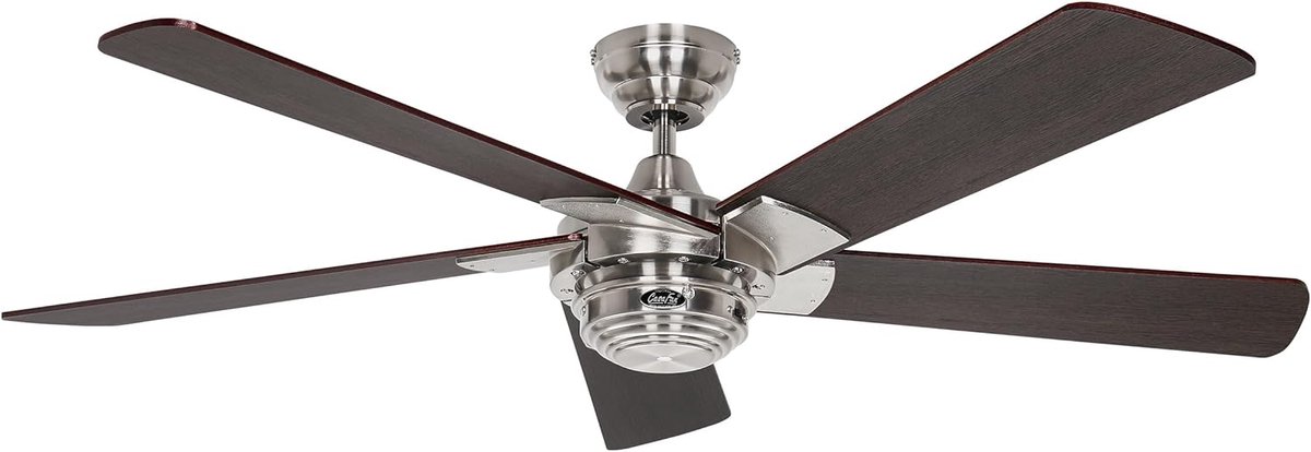 Ventilator - Plafondventilator - Ruimte Koelen - Afstandsbediening Inclusief - 132 cm Diameter - Chroom Geborsteld Wengé
