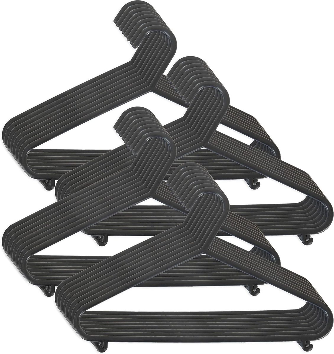 Set Kinderkledinghangers met Broekstang en Klemmen, Zwart