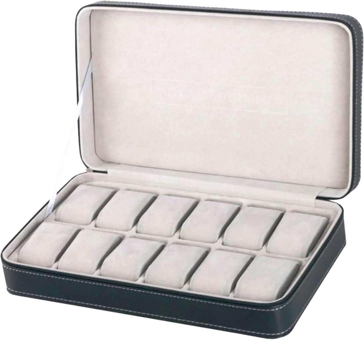 Horloge Opbergdoos - Horlogedoos - Veilig Opbergen - 12 Vakken - 28 x 20 x 7.5 cm - Zwart