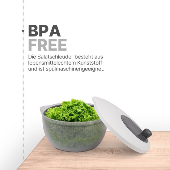 Grote Slacentrifuge 4 Liter met 3D Slender - BPA-vrije Groenteslinger en Saladekom — afbeelding 2