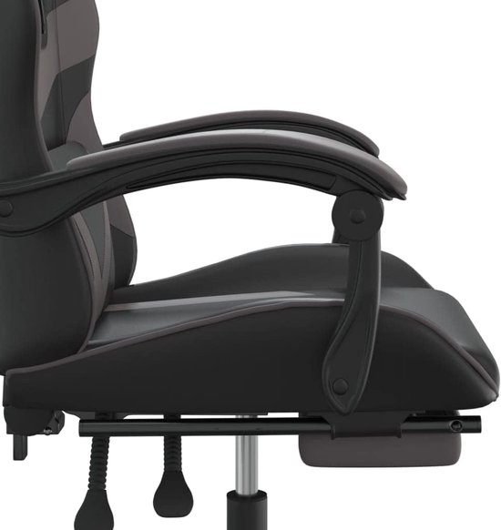 Comfortabele Gamestoel - Gaming Zetel - Langdurig Gamen - Inklapbare Voetensteun - 59.5 x 57.5 x 120.9 cm - Zwart Grijs — afbeelding 5