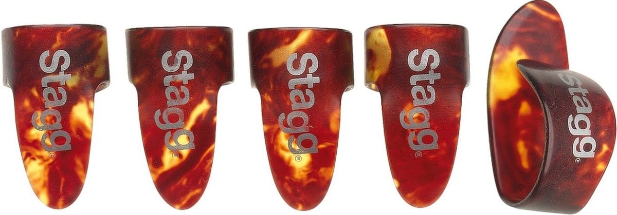 5 Stuks Plastic Gitaar Plectrums Set voor Duim en Vingers Schildpad Design