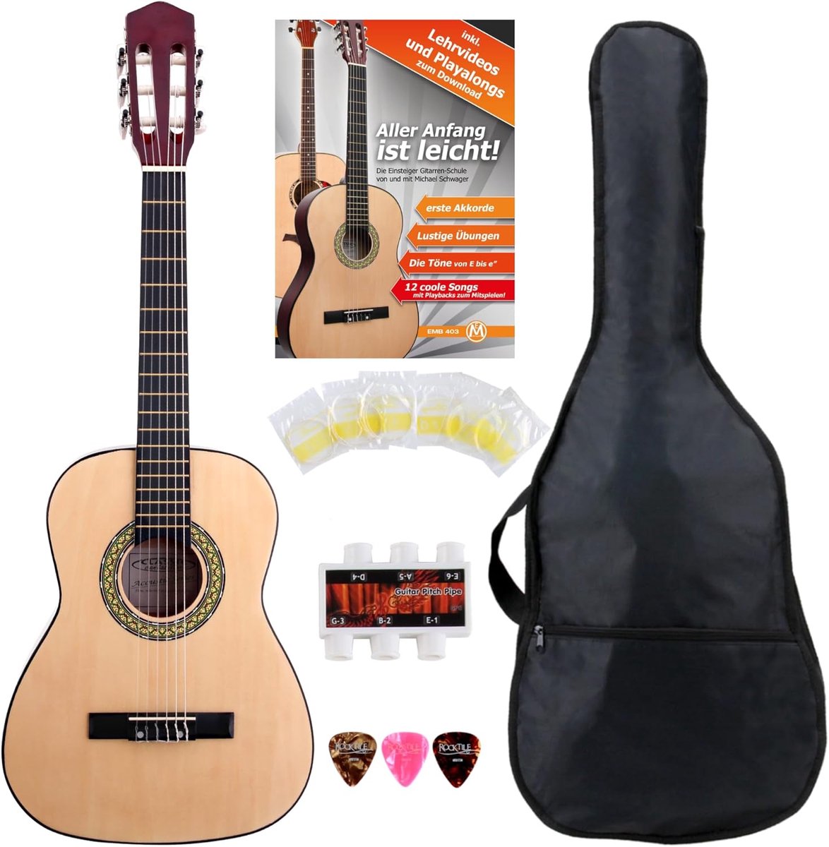Linkshandige Klassieke Gitaar 1/2 Voor Beginners - Complete Starterset