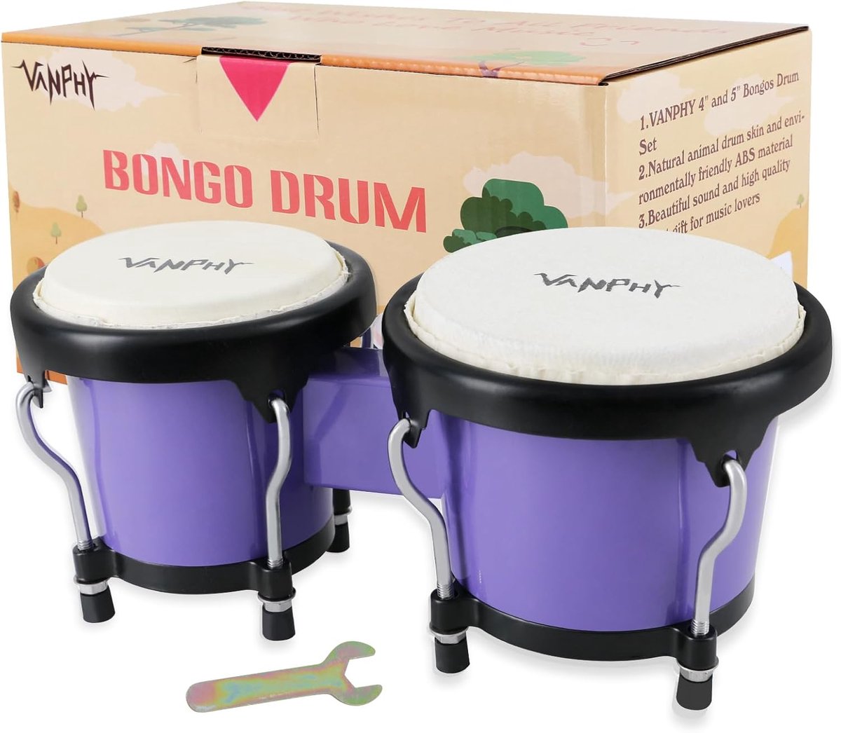 Set van 4" en 5" Bongo Drums voor Kinderen en Volwassenen - Percussie Instrument