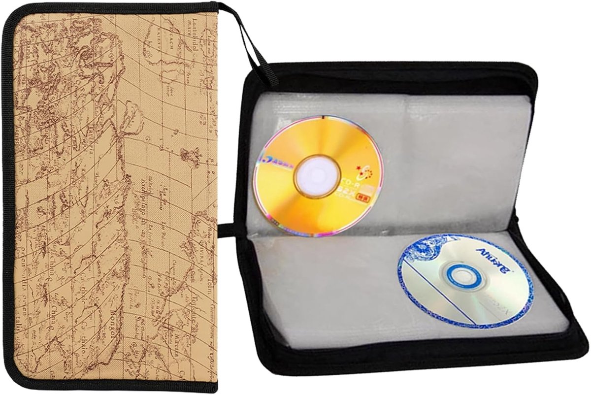 Ruimtebesparende CD/DVD Opberghoes voor 80 Schijfjes - Opslagmap Geel