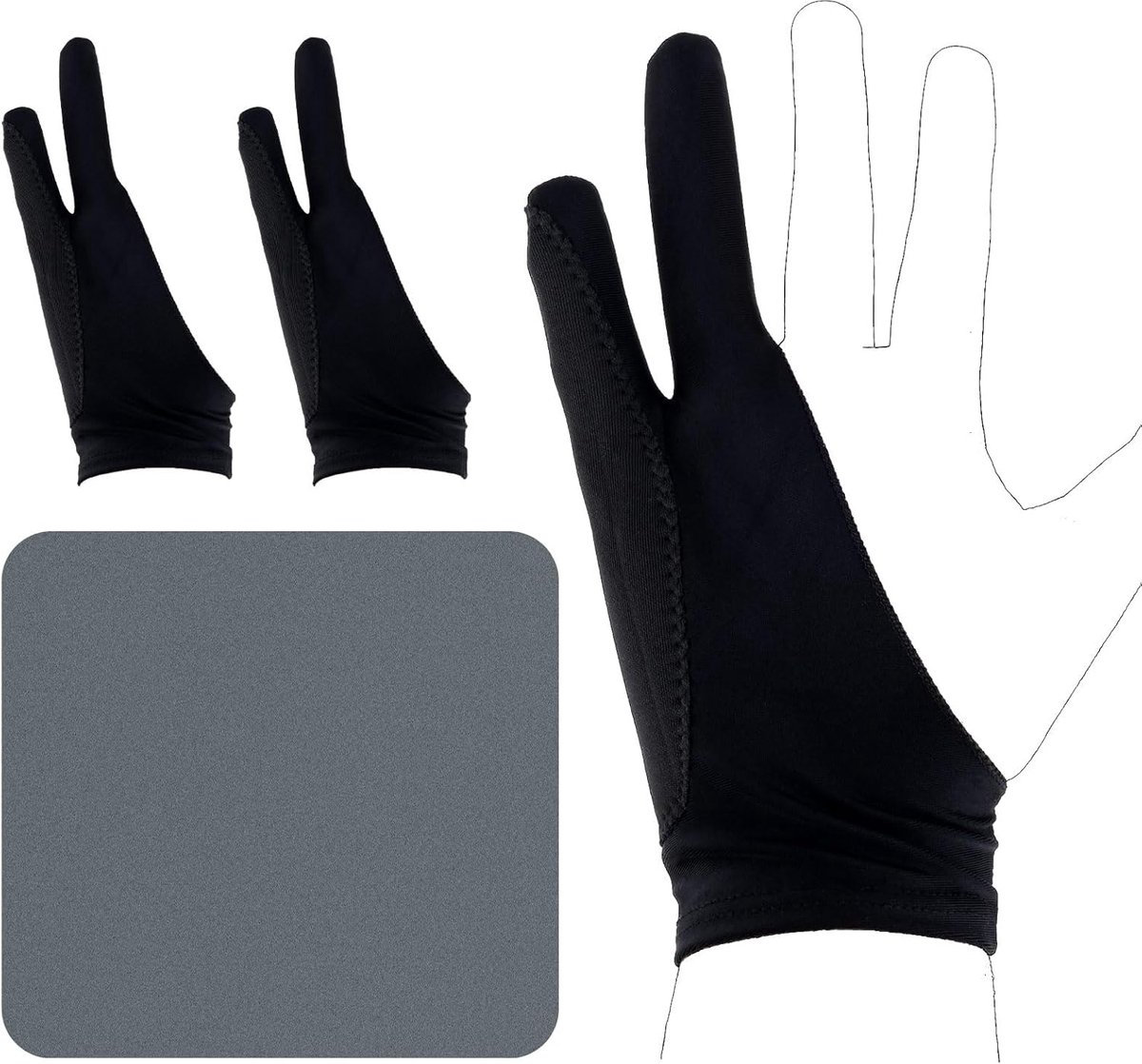 Two-Finger Artiest Handschoen voor iPad en Tekentablet - Smudge Guard Digitaal Tekenen