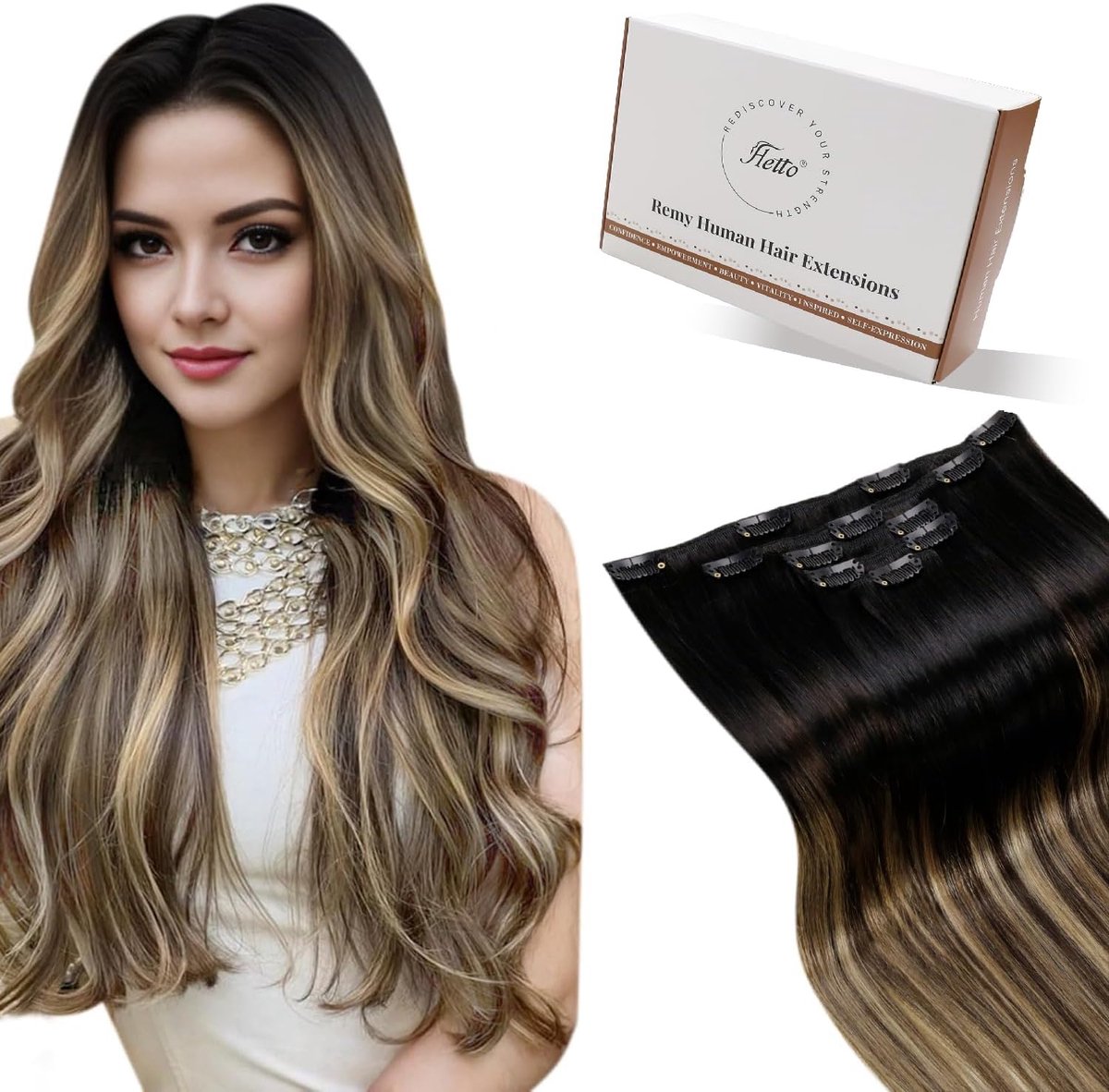 Clip-in Haarverlengingen Echt Menselijk Haar Balayage 30 cm 7 Delen Set