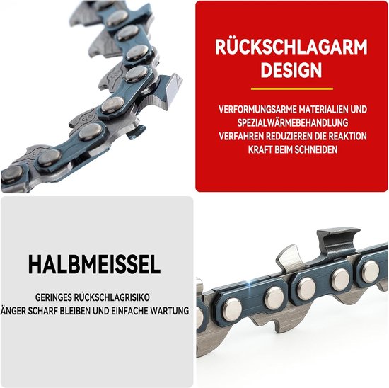 3 Stuks Zaagkettingen 16 Inch (40cm) - 3/8 LP, 1.3mm, 56 Schakels - Universele Mini Kettingzaagketting van Merkloos	 — afbeelding 4