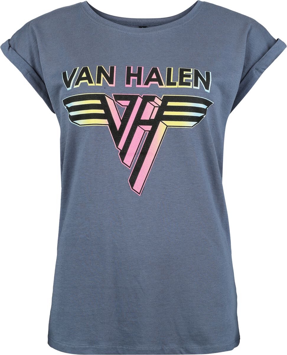 Van Halen Logo Crystals Dames T-shirt - blauw - M