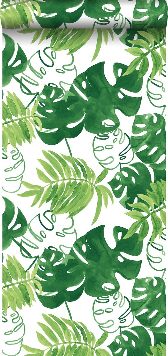 Proefstaal Walls4You behang tropische bladeren groen - 26,5 x 21 cm - 935293-S