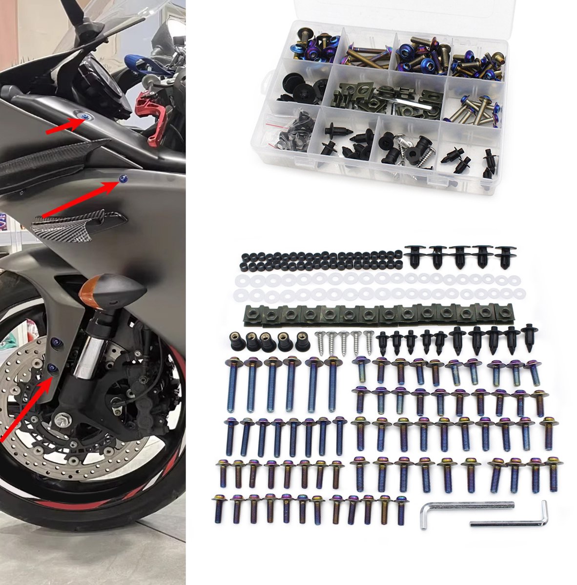 Geschikt voor Kawasaki ZX-4R 4RR ZX-6R modificatieschroeven - Schroeven voor carrosseriepanelen en voorruit - Gekleurde schroeven voor de gehele carrosserie