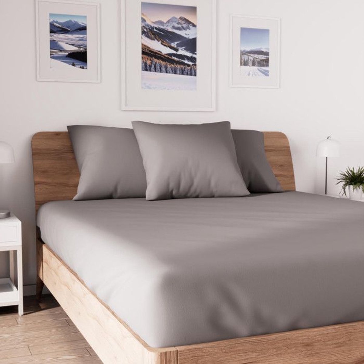 Hoeslaken – Katoen – 150 x 190 cm – Grijs