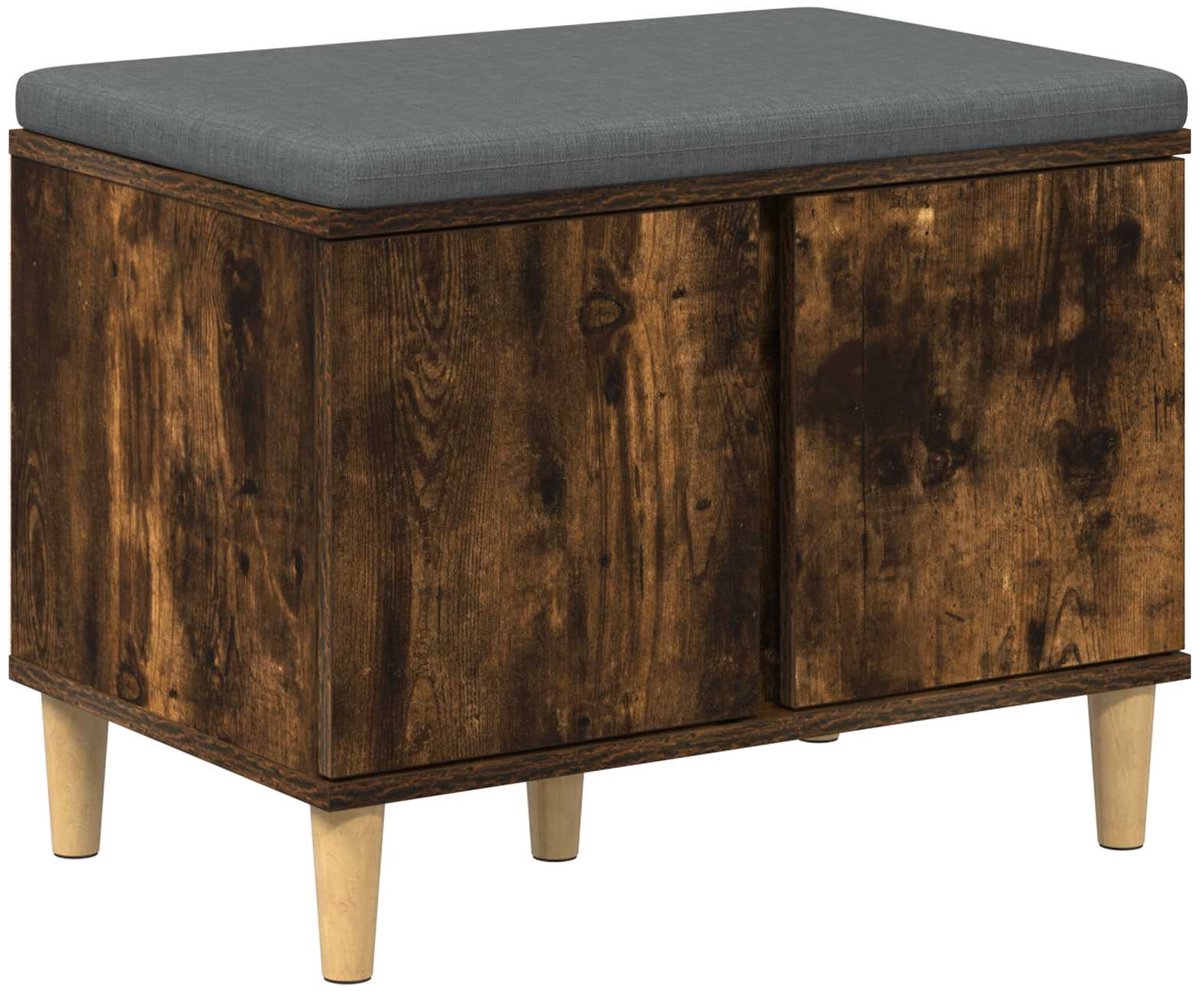 vidaXL Hallenbank - met - kussen - met - opslag - Gerookte - Eik - 60 - x - 38 - x - 46 - cm Gerookte eik