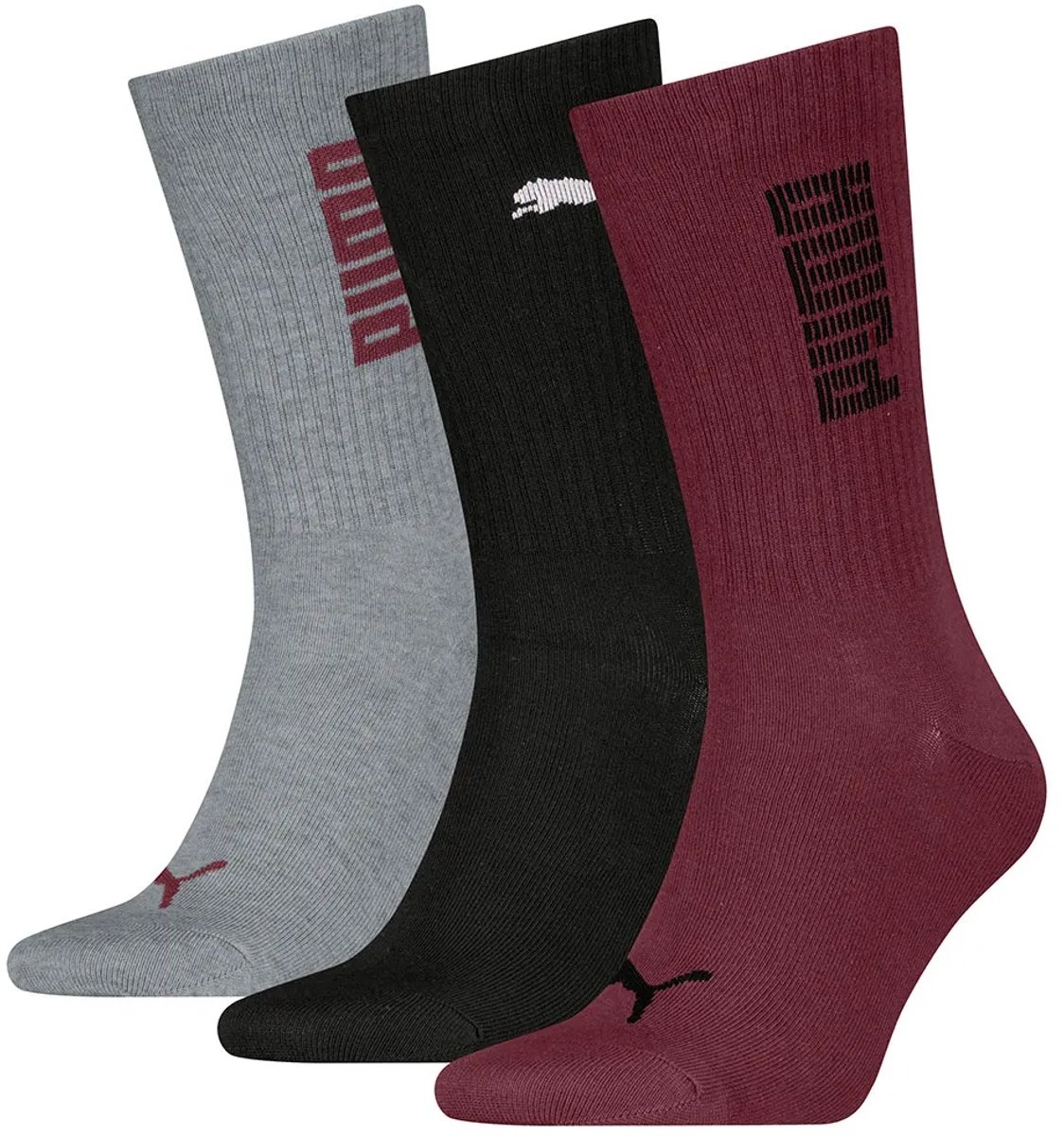 Puma 701233658 Crewsokken 3 Paren Veelkleurig Zwart