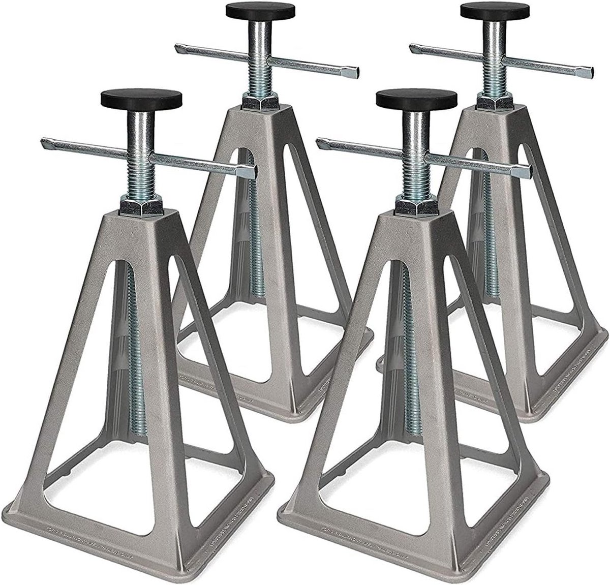 Set van 4 Aluminium Steunbokken voor Caravan of Camper (incl. Basisplaten)