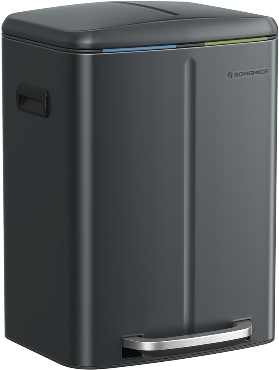 Keukenafvalbak – Metaal – Wit – Dubbel compartiment met soft-close systeem en plastic binnenemmers