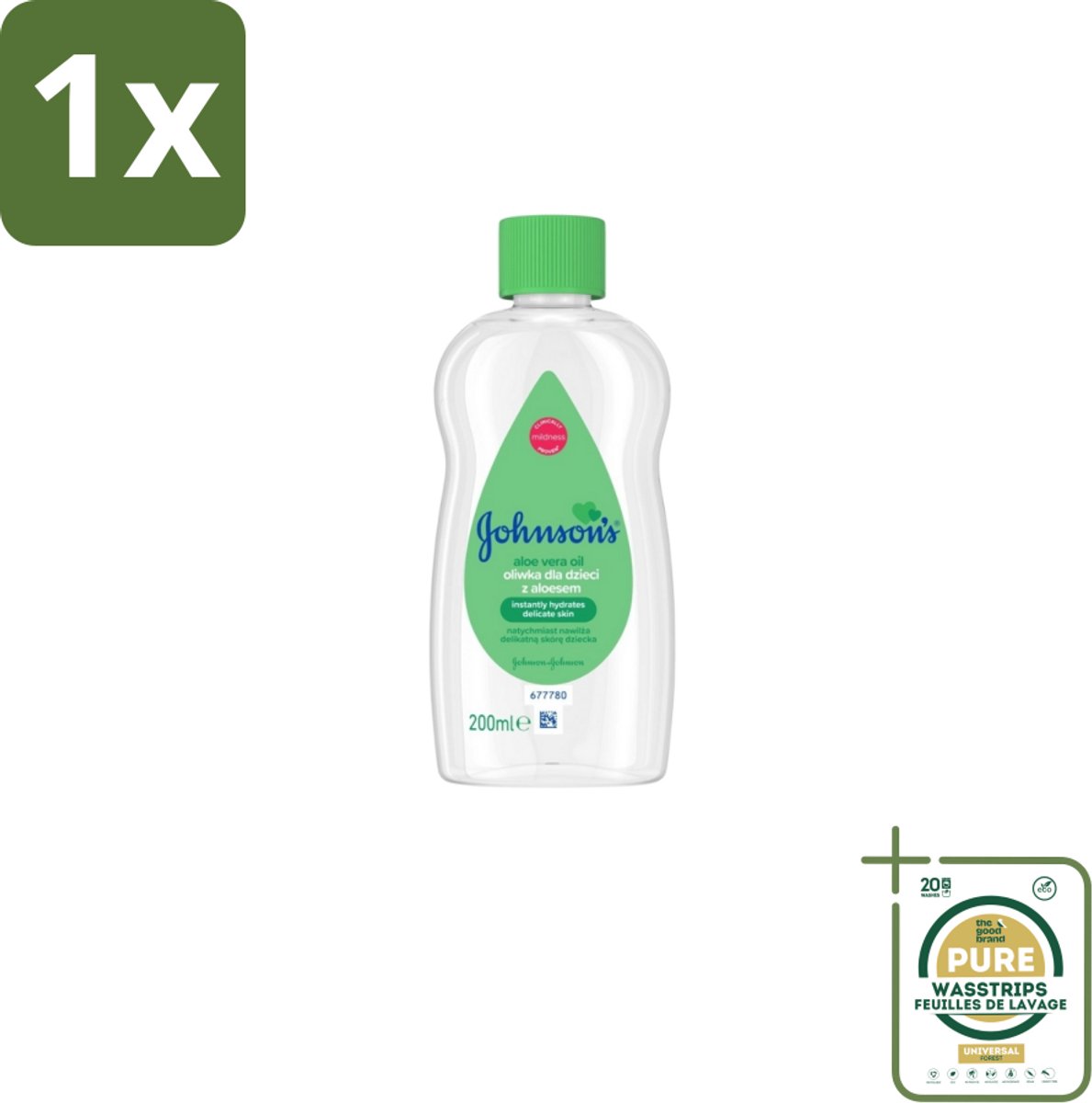 1 x Johnson's - Baby Olie - Aloe Vera - 300 ml- Babyolie - Aloë Vera - Vitamine E - Huidverzorging - Droge Huid