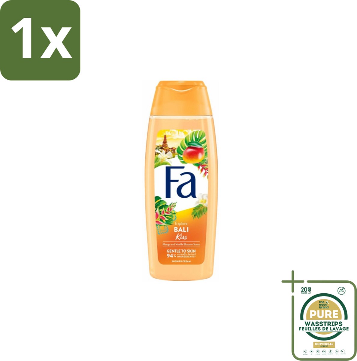 1 x Fa – Douchegel – Bali Kiss – 250 ml- Douchegel - Mango - Vanillebloesem - Tropisch - Vegan